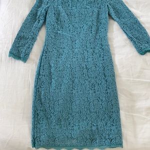 Beautiful blue lace dress with full back zipper. Great for Easter or a wedding.